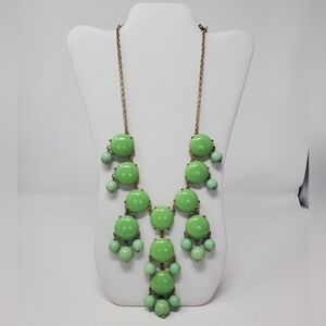 J. CREW MINT GREEN GOLD TONE BAUBLE STATEMENT NECKLACE COSTUME JEWELRY